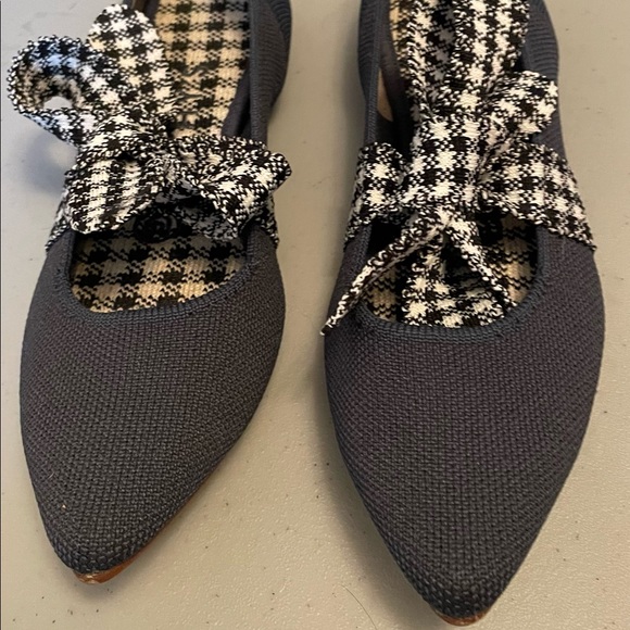 Rothy’s navy blue Mary Janes with gingham strap - Picture 2 of 3